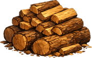 A stacked cord of split firewood