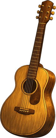 An acoustic guitar propped upright