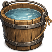 A wooden water bucket